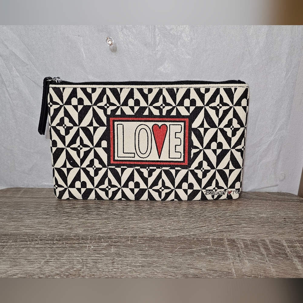 Brighton LOVE Canvas Zippered Makeup Bag - LIKE NEW